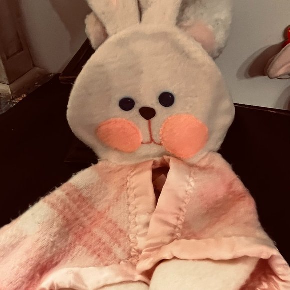 Fisher-Price Other - Vintage 1979 Fisher Price Pink Plaid Bunny Rabbit Lovey Baby Security Blanket